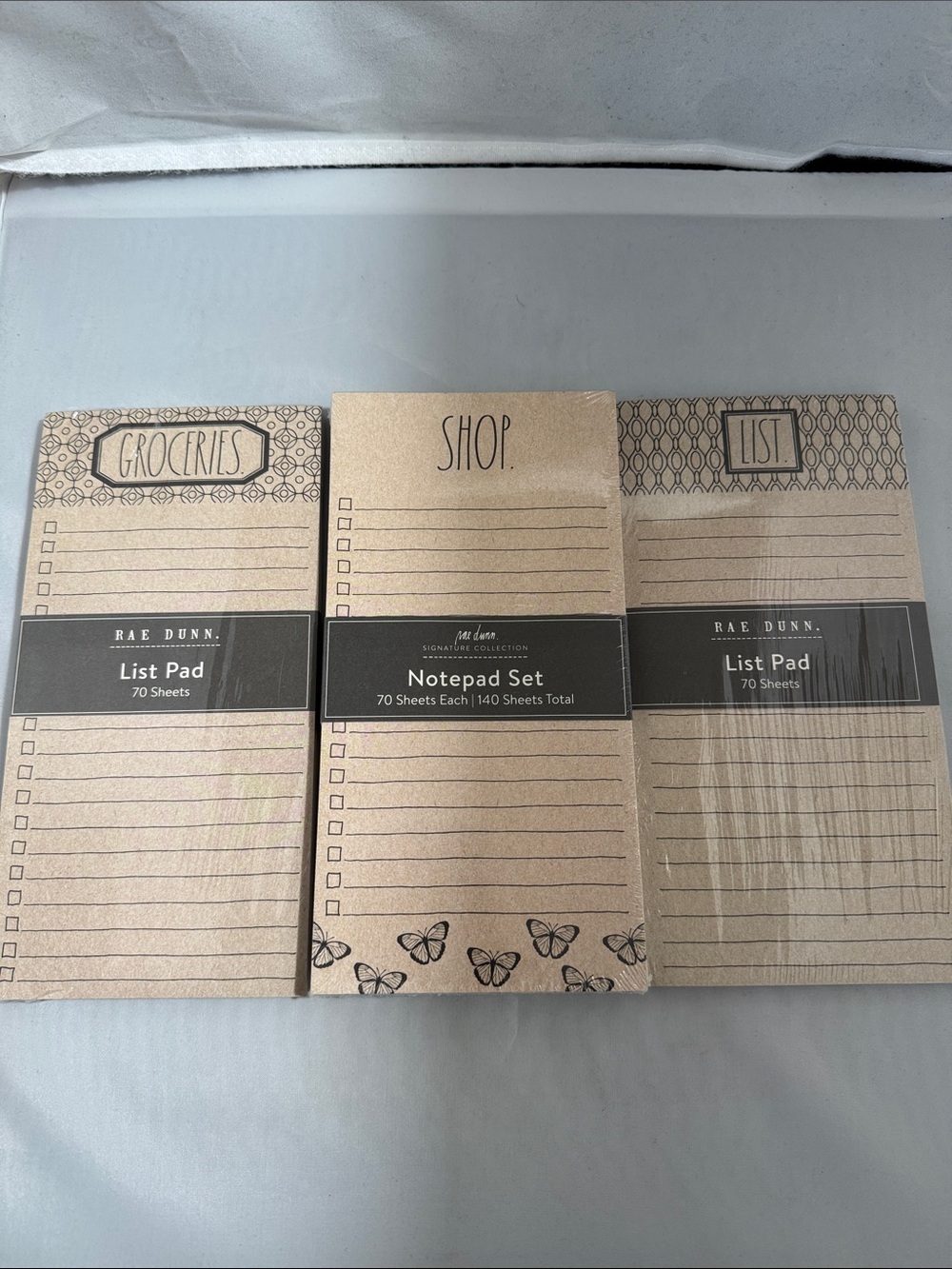 Rae Dunn Set of 4 Brown Kraft Notepads Neutral Checklist Pads